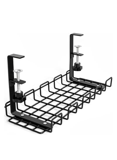 Buy Under Desk Cable Management Tray No Drill - Under Desk Cable Organizer for Wire Management (16" Black Wire Tray) in Saudi Arabia