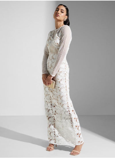 Buy Patchwork Lace Maxi Dress in UAE