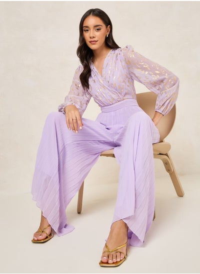 Buy Chiffon Foil Print Pleated Jumpsuit in Saudi Arabia