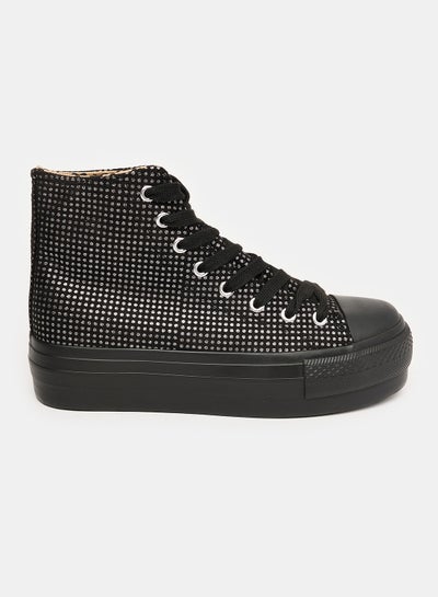 Buy Lace Closure High Top Sneakers With Silver Dots Allover in Egypt