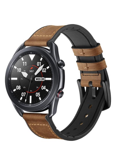 Buy Watch Band for Huawei GT2/3, 22mm ,Leather Silicone Brown in UAE