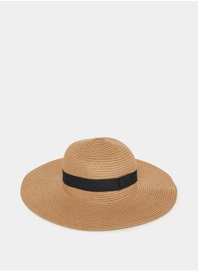 Buy Ribbon Wide Brim Straw Hat in Saudi Arabia