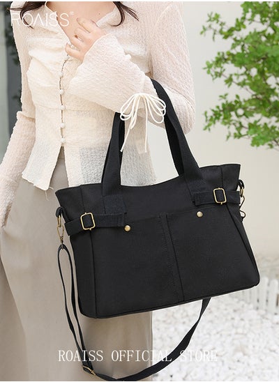 Buy Large Capacity Shoulder Bag  Durable Macaron Color Scheme Smooth Zipper Solid Color Tote Bag in UAE