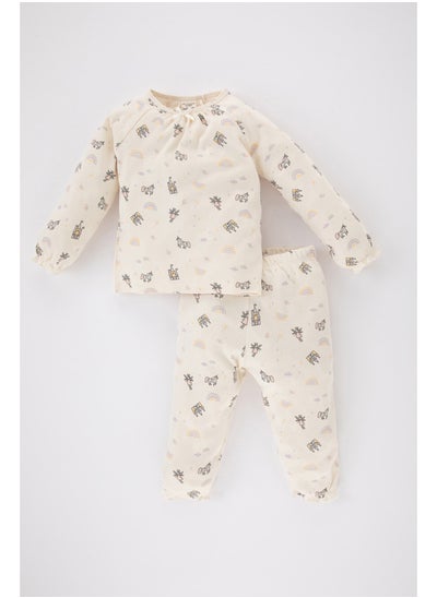 اشتري Babygirl Regular Fit Crew Neck Long Sleeve Knitted Pyjamas - 2 Pieces في مصر