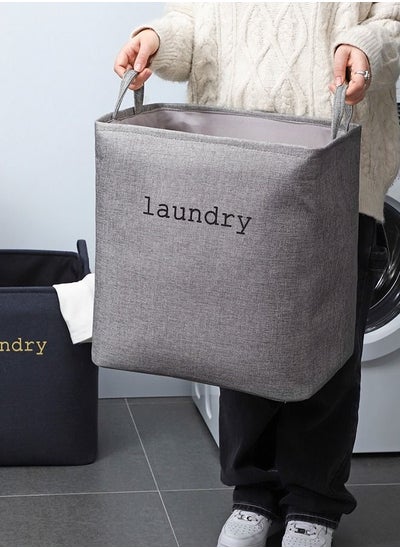 Buy Laundry Basket bag Large Foldable Dirty Clothes Basket with handles 60L Collapsible Toys Storage Bucket Durable Grey in UAE