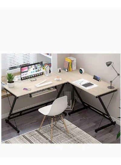 Buy L-Shaped Desk Computer Corner Table Home Gaming Desk Office Writing Workstation with Large Monitor Stand Space-Saving Easy to Assemble (110-120)*51*74 cm in Saudi Arabia