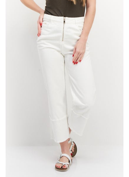 Buy Women Straight Fit Denim Jeans, White in UAE