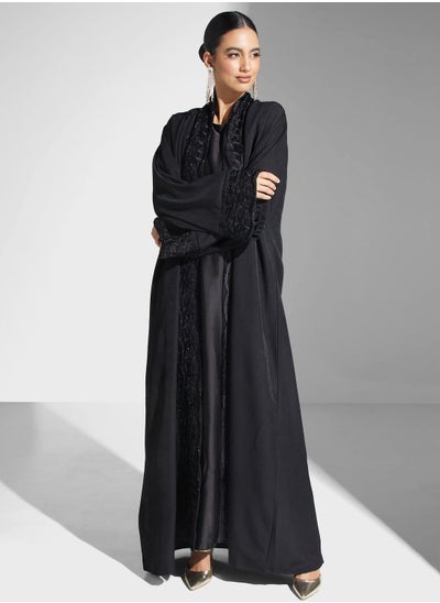 Buy Embroidered V-Neck Abaya in Saudi Arabia