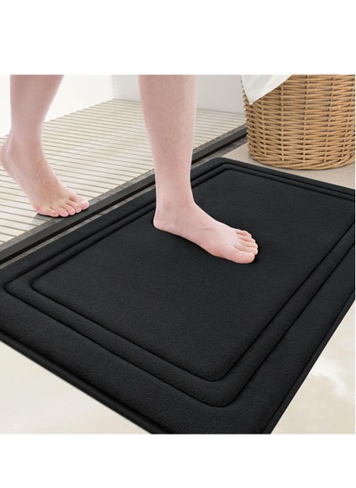 اشتري Memory Foam Bath Mat Rug, Ultra Soft, Non-Slip and Absorbent Bathroom Rugs, Premium Floor Rug, Microfiber Bathroom Carpet Machine Washable Bath Rug for Bathroom (40x60cm, Black) في السعودية