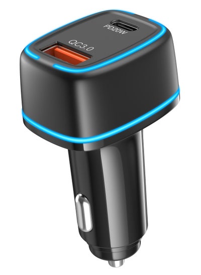 Buy USB C Car Charger, 38W  Car Adapter With 20W PD Port  and 18W Fast Charge And Type-C To Type-c Cable Black in Saudi Arabia