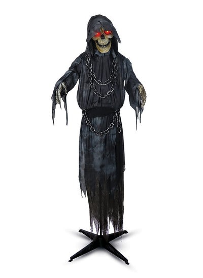 Buy 5 Feet 7 Inches Animated Standing Reaper with Chain Halloween Decoration with Light and Sound for Trick-or Treat, Theme Party and Haunted House Decor in UAE