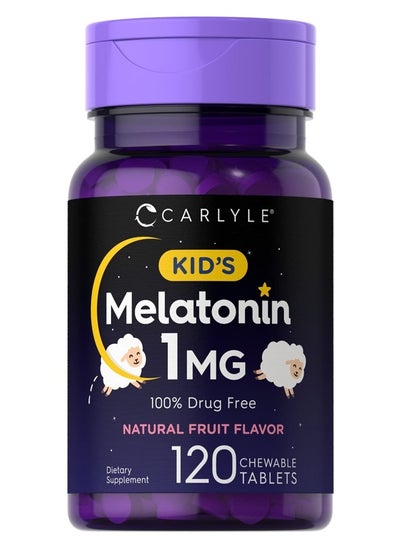 Buy Kids Melatonin 1mg | 120 Chewable Tablets | Fruit Flavor | Non-GMO, Gluten Free Packaging may vary in UAE