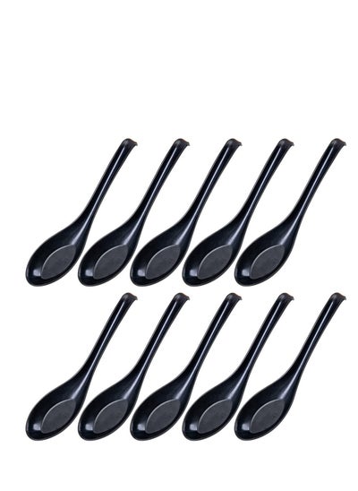 Buy Soup Spoons Japanese Ramen Noodle Soup Spoons Chinese Won Ton Soup Spoon for Restaurants Home Hotel Food Shop Serving Spoons Chinese Won Ton Soup Spoon Asian Plain Style Black 10pcs in UAE