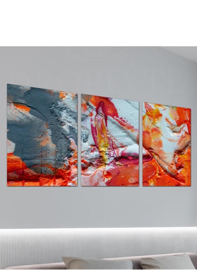 Buy Set Of 3 Framed Canvas Abstract Painting Wall Arts Stretched Over Wooden Frame Paintings for Home Living Room Office Decor 120cm x 60cm in Saudi Arabia