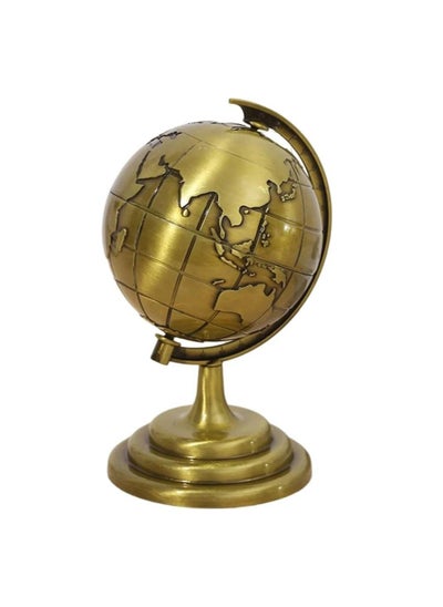 Buy Decorative Figurine - Desk Decor - Globe - Antique Iron Spinning Globe Miniature Figure: Mini Desk Masterpiece, Made of Metal with Copper Craftsmanship in Egypt