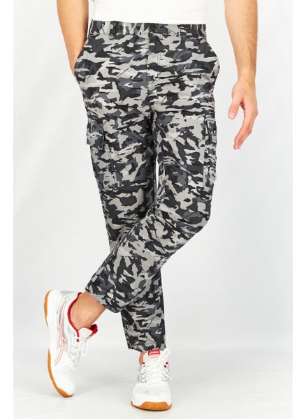 Buy Men Luke Fit Camouflage Cargo Pants, Black/Grey in UAE