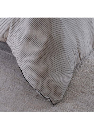 اشتري Sanctuary Linen Fine Stripe 3-Piece Full Duvet Cover Set 160X200Cm - Grey في الامارات