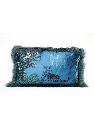 Buy Leopard Printed Filled Cushion 45x45Cm Blue in UAE