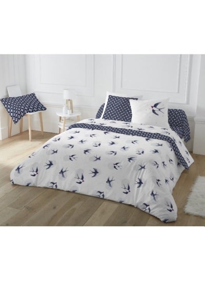 Buy Hometex Design King Size 100% Cotton 6 Piece Bed Set with reversible Duvet cover - 1 Flat Sheet 240x260 cm 1 Duvet Cover 240x200 cm 4 Pillows 50x80 cm Design Hiron in UAE