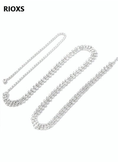 Buy Chain Belt for Women Crystal Bikini 3 Rows Rhinestone Waist Chain Body Chain in UAE