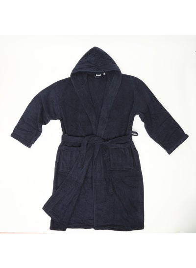 اشتري Bathrobe - Unisex Adult - ZERO TWIST - 100% Cotton - 550 GSM - 1400 Grams - Luxury Feel - Premium Look - Super Absorbent - Quick Dry - Hood & Pocket - Size LARGE - Blue Color في الامارات