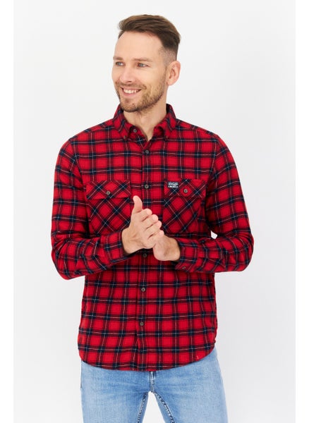 اشتري Men Regular Fit Plaid Long Sleeves Casual Shirt, Red Combo في الامارات