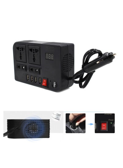 Buy 300W Car Power Inverter With 4 USB Socket Auto Charger Converter DC 12V To AC 220V Fast Charging Part in UAE