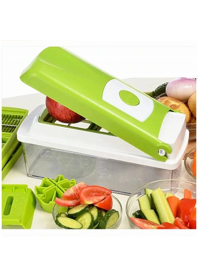 اشتري VEGETABLE CHOPPER Nicer Dicer Smart 10 Pieces Vegetable Cutter Onion Cutter Mandolin Multi Cutter Vegetable Slicer Fruit Cutter Limited Time Offer, Green, في الامارات