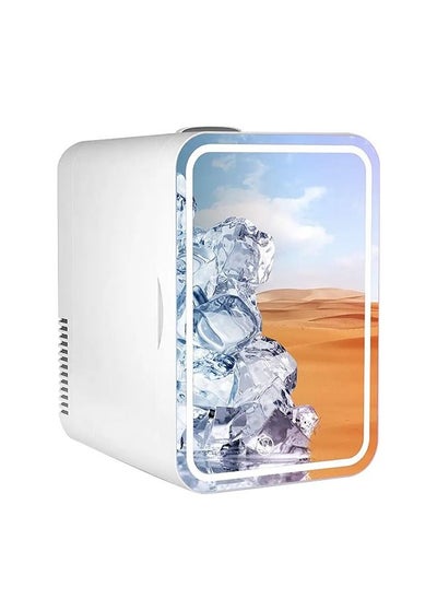 اشتري Car Refrigerator, 4 Liter Portable Mini Car Refrigerator with Glass Panel and LED Light, Suitable for Storing Food and Drinks في السعودية