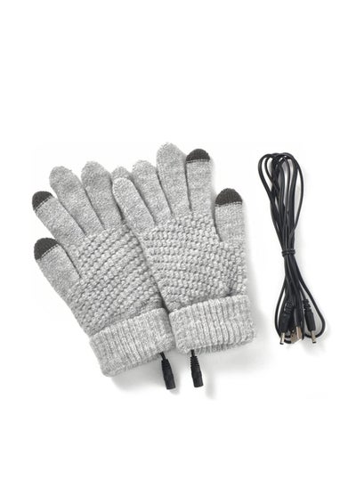 اشتري USB Heated Gloves for Men and Women, Screen Touch Electric Heated Gloves Removable & Washable Large Full Knitted Heated Hand Gloves في السعودية