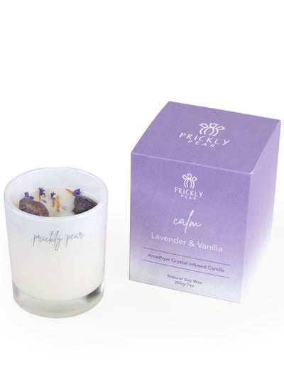 Buy Prickly Pear 'Calm' Amethyst Crystal Candle in UAE