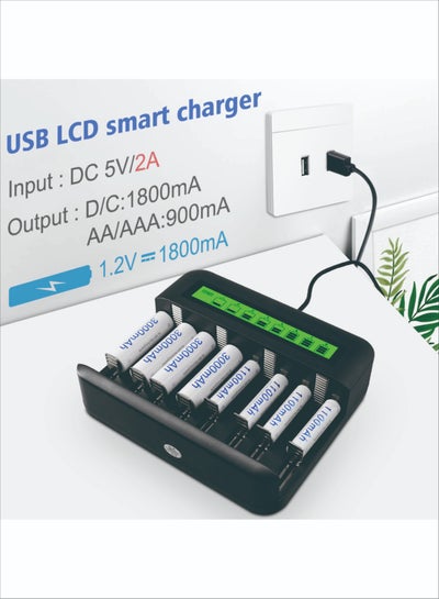 Buy NC559 USB  8 Slot Multifunctional Smart Battery Charger for AA/AAA  D/C Type 5/7 Rechargeable Batteries in Saudi Arabia