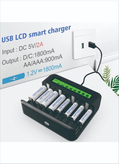 Buy NC559 USB  8 Slot Multifunctional Smart Battery Charger for AA/AAA  D/C Type 5/7 Rechargeable Batteries in Saudi Arabia