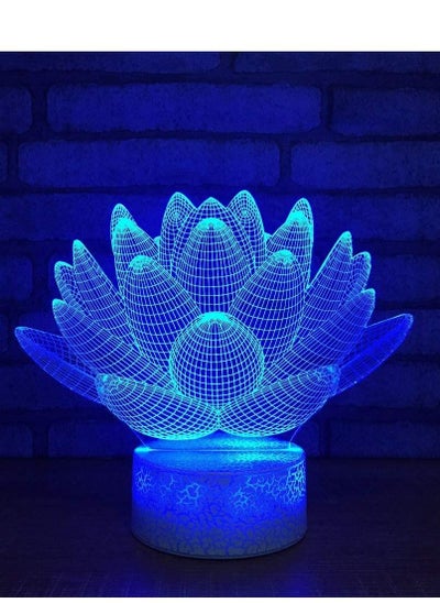 Buy Kids Touch USB Creative 3D Visual Gradient Lotus Flower Lamp LED Table Lamp Baby Sleep Lighting Gift Home Decoration Multicolor Night Light in UAE