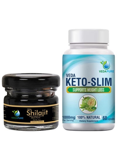 Buy Vedapure Shilajit Resin 25 Gram and Keto Slim 60 Capsule Combo Pack in UAE