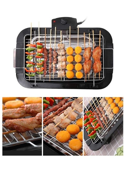 Buy Smokeless Indoor/Outdoor Electric Grill Portable Tabletop Grill Kitchen BBQ Grills Adjustable Temperature Control,Removable Water Filled Drip Tray,2000W,Black in UAE