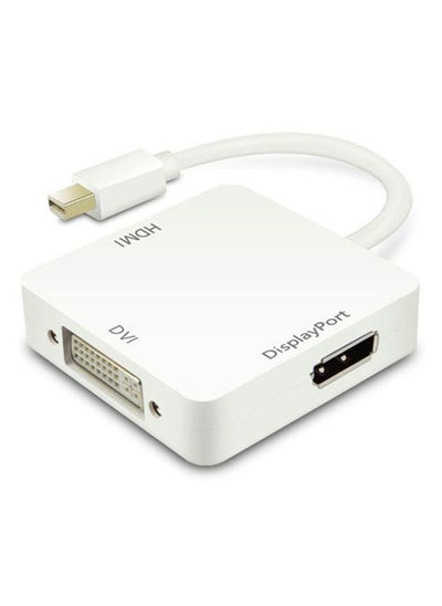 Buy 3-In-1 Mini Display Port To HDMI/DVI Adapter For Microsoft Surface 3 Tablet White in UAE