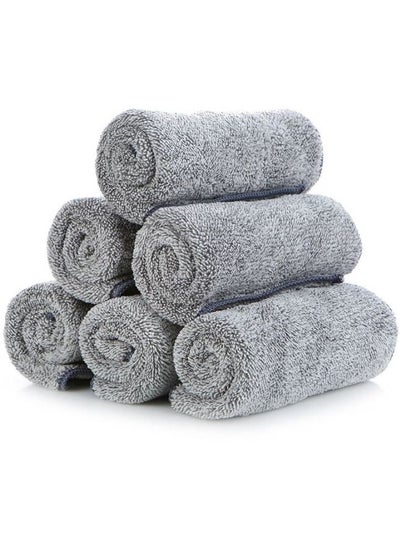 Buy 6 Pieces Gray Thickened Bamboo Fiber Dishcloth in Saudi Arabia