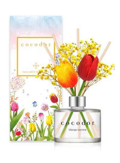 Buy Cocod'or Tulip & Preserved Real Flower Reed Diffuser/Mango Jasmine / 6.7oz(200ml) / 1 Pack, Birthday, Wedding Gift, Home & Office Decor Aromatherapy Diffuser Oil Gift Set in UAE