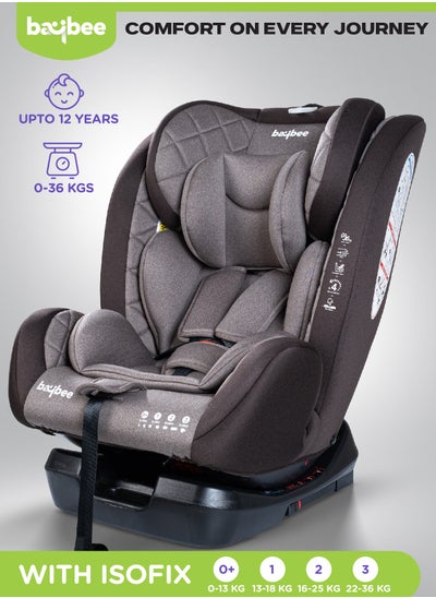 اشتري Baybee Convertible Car Seat for Baby 0 to 12 Years with ISOFIX, 3 Position Recline, Headrest Adjustable ECE R44/04 Safety Certified Travel Baby Car Seat for Toddlers Kids Boys Girls Brown في الامارات