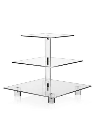 Buy 3 Tier Acrylic Cake Stand Suitable For Cupcakes, Pastries, Desserts - Transparent in UAE