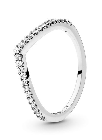 Buy PANDORA wishbone ring in sterling silver with cubic zirconia in UAE