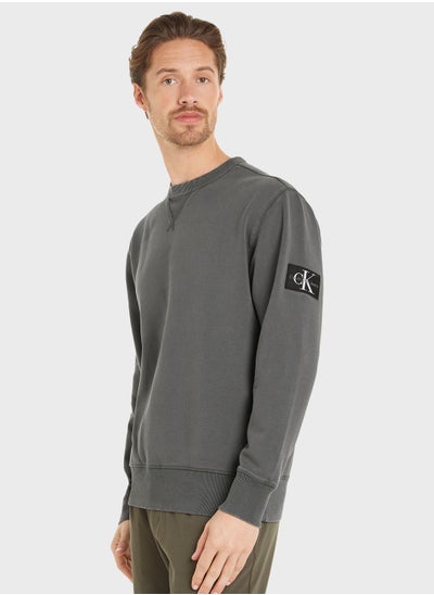 Buy Washed Badge Crew Neck Sweatshirt in Saudi Arabia