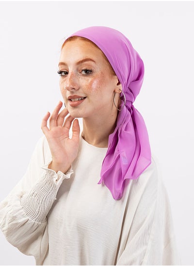 Buy Square plain Crepe Chiffon Purple For Women in Egypt