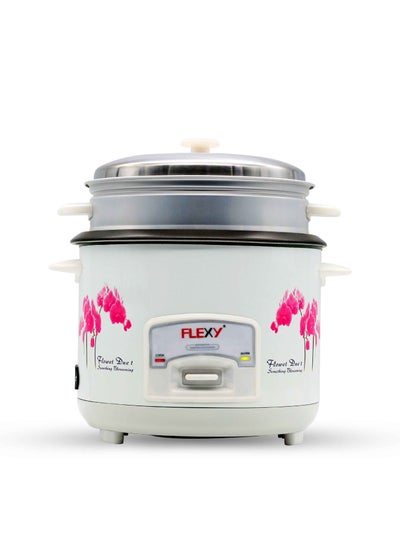 Buy Flexy 1.8 Liter 700W Electric Rice Cooker With Steamer Non-Stick Inner Pot And Automatic Cooking in UAE