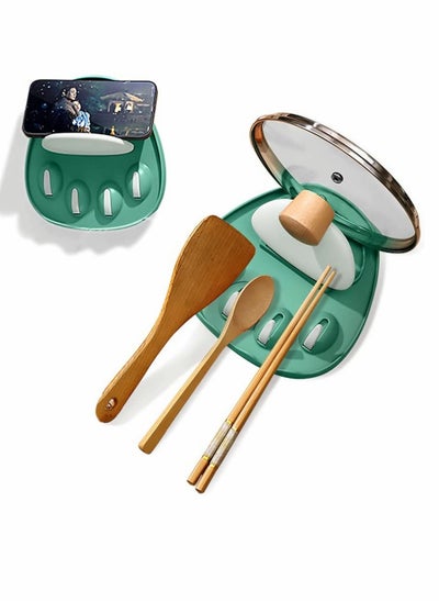 اشتري Spoon Rest, Multifunction Kitchen Spoon Rest, Punch-free Pot Lid Holder Spoon Rest, Cute Cat paw Shaped Kitchen Utensil Rest, Home Use Stove Spoon Rest (Green) في السعودية