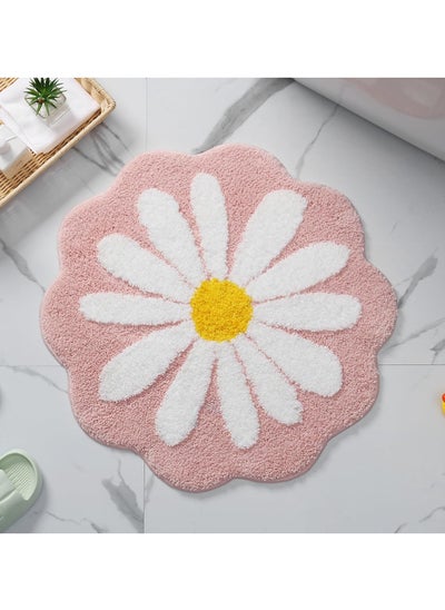 اشتري Lovely bath mat, pink flower rug, absorbent non-slip mat, soft machine washable carpet mat for bedroom kitchen bathroom toilet flooring في السعودية