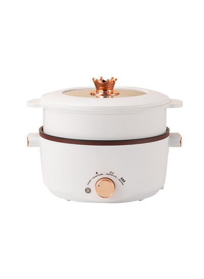 اشتري Electric Hot Pot with Steamer, 4L Multifunctional Non-Stick Electric Cooker Egg Cooker, for Stir Fry/Stew/Steam, Perfect for Noodles/Soup/Egg/Oatmeal 1000W SC-28OD White في السعودية