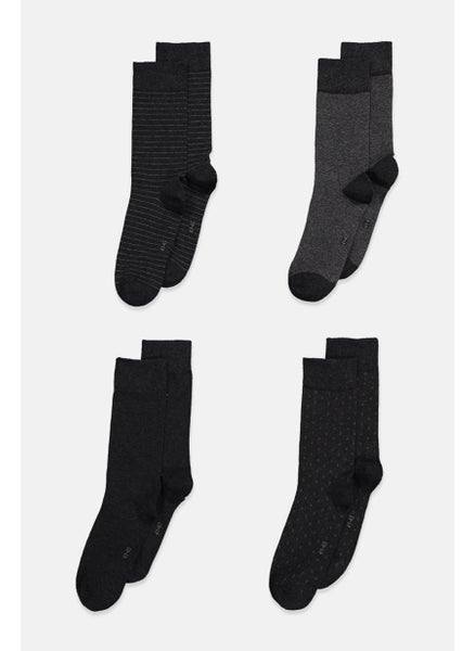 اشتري Men 4 Pairs Knit Socks, Charcoal في الامارات