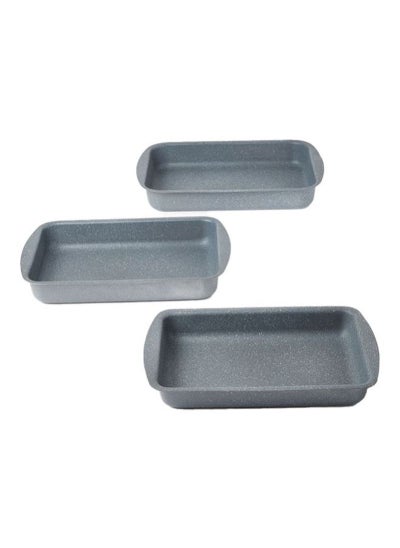 Buy 3-Pieces Granite Square Pan Set Grey in UAE